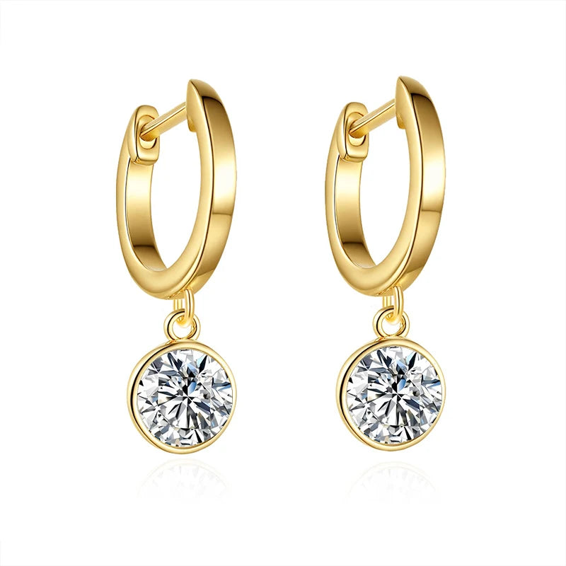 NeeTim 0.5ct Moissanite Earring for Women Wedding Luxury Jewelry Earrings 925 Sterling Silver With Gold Plated Ladies' Earrings