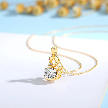 Au750 2CT Moissanite Swan Pendant 100% 18K Gold Oval Cut Natural Blue Topaz Women's Necklaces for Birthday Party Jewelry Gifts
