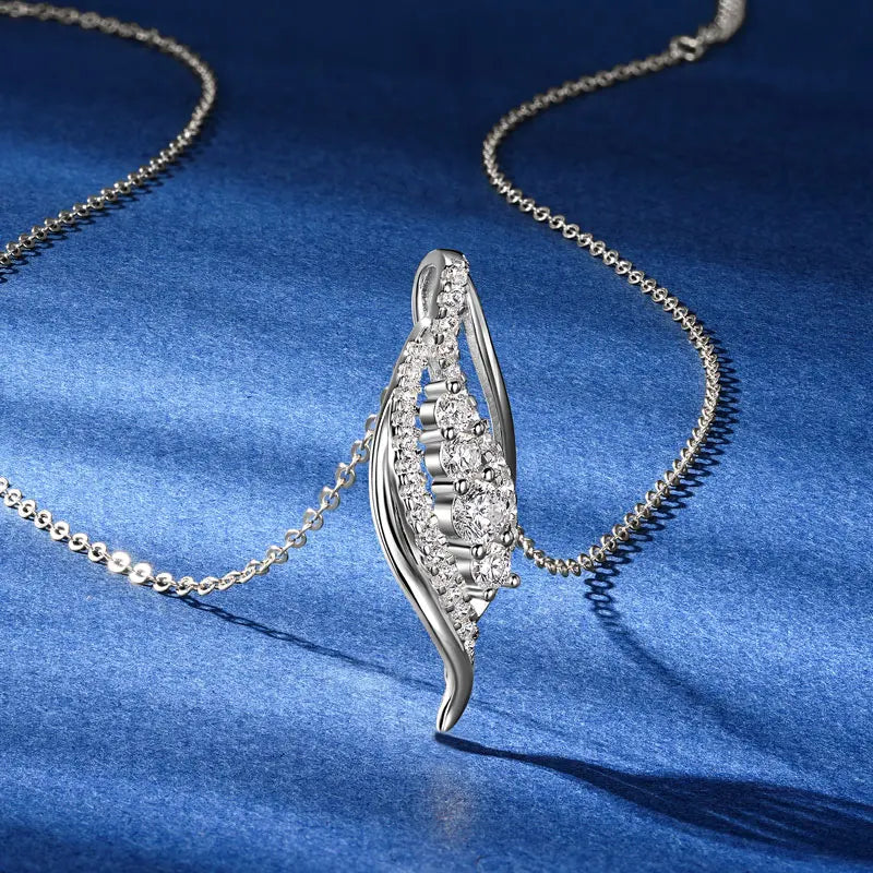 925 Sterling Silver Women Engagement Necklace D VVS 1 0.56CT Full Round Moissanite Fashion Curve Sexy Pendant Necklace Jewelry