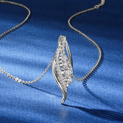 925 Sterling Silver Women Engagement Necklace D VVS 1 0.56CT Full Round Moissanite Fashion Curve Sexy Pendant Necklace Jewelry