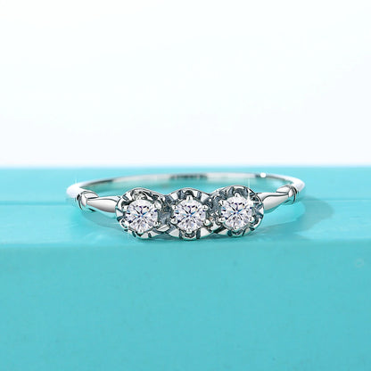 3 Stone Rings For Woman 3mm D Color Moissanite With Certificate 100% 925 Sterling Silver Luxury Designer Engagament Jewelry Sale
