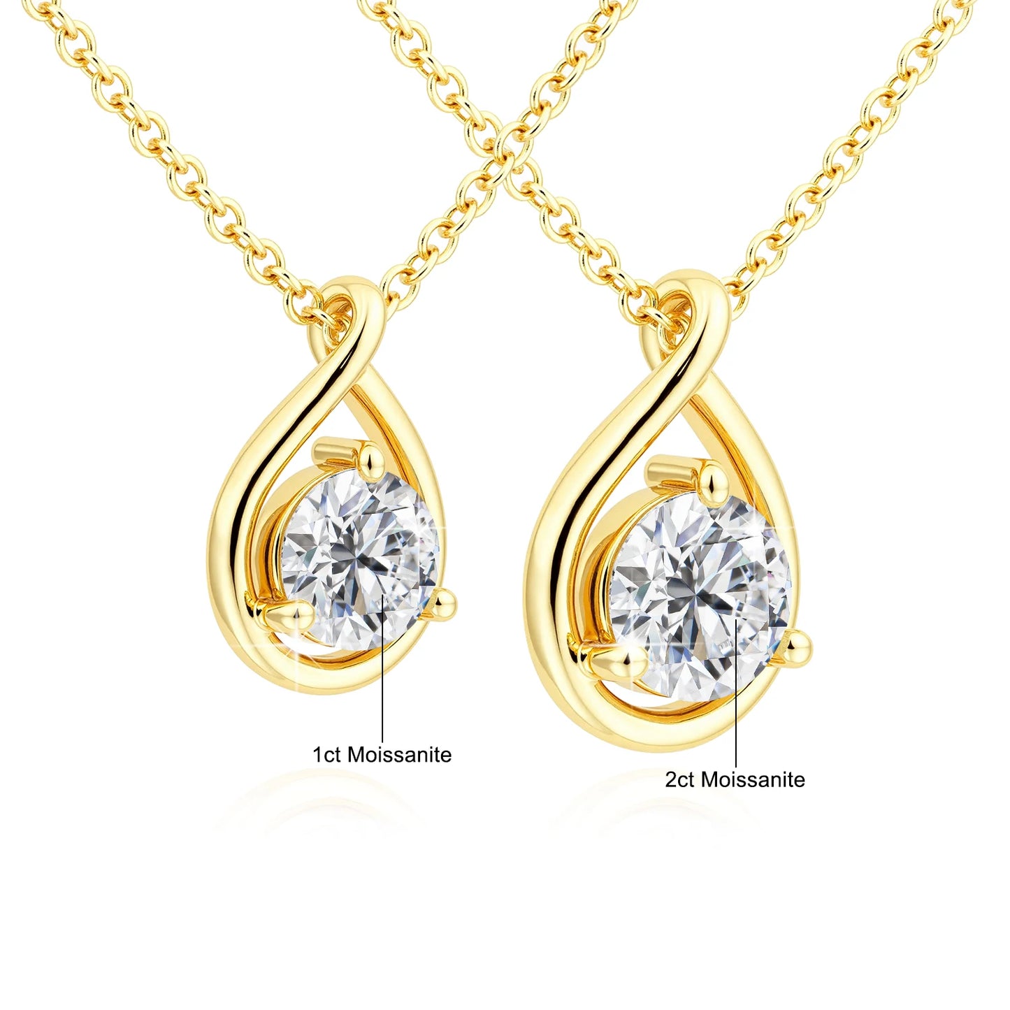 Hollow 14K Gold Solitaire Diamond Necklace Pendant