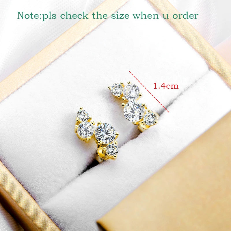 Smyoue Sparkling GRA Certified Moissanite Stud Earrings Bride Wedding Jewelry Women's Earring S925 Sterling Silver Plated 18k