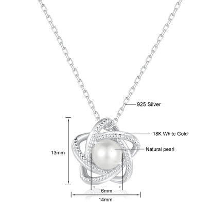 Genuine 18K Gold Lucky Star Pendant Necklace Natural Pearl Unique Craftsmanship for Women Anniversary Party Gift Trendy Jewely