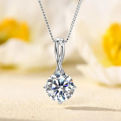 IOGOU 925 Sterling Silver Infinity Pendant Necklace 1CT 2CT 3CT Round Moissanite Necklace for Women Original Fine Jewelry Gift