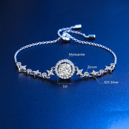 Szjinao High Quality 100% 925 Sterling Silver 1ct Moissanite Bracelets For Woman Anniversary Party Luxury Trend Fine Jewelry