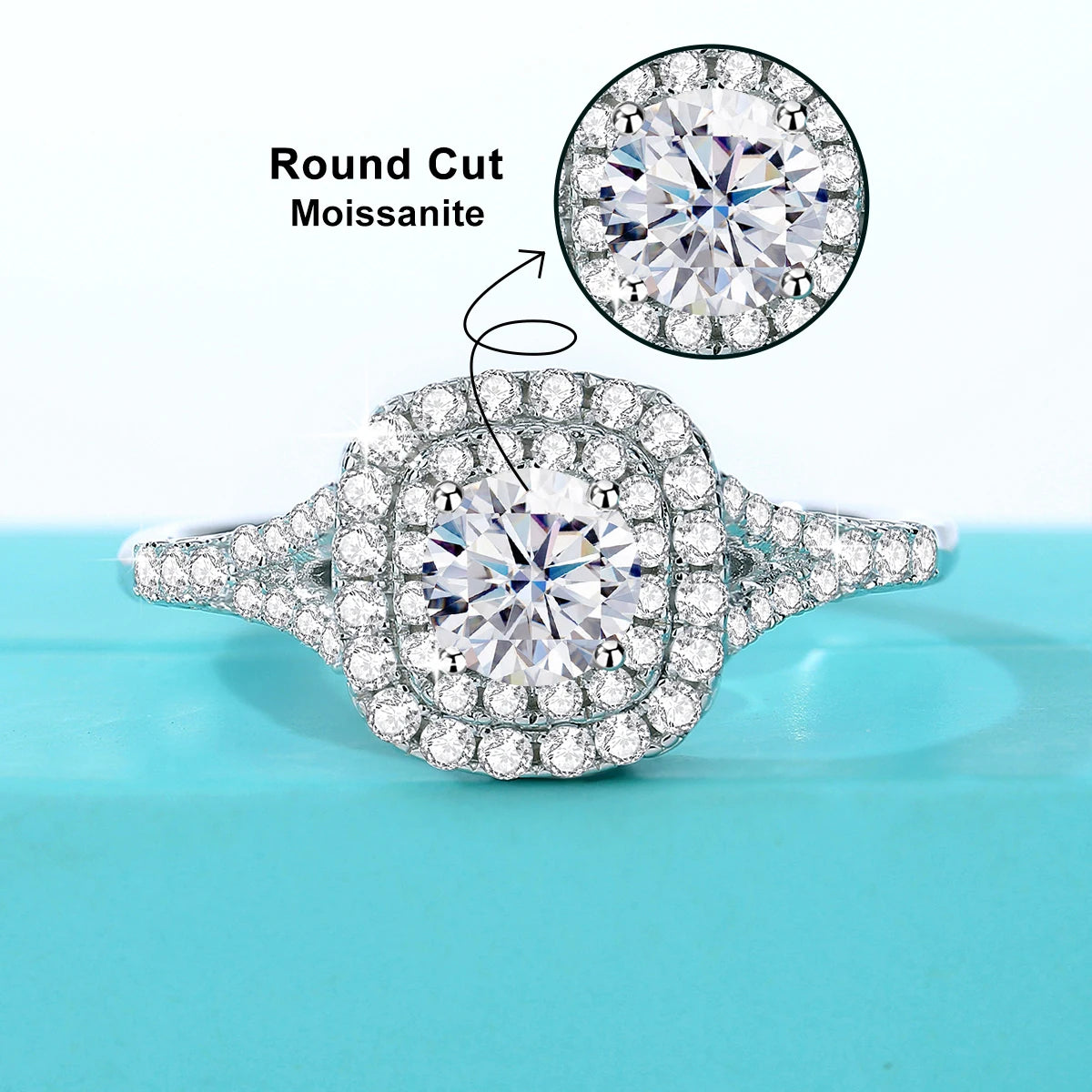 Kirin Palace 0.6ct D Color Moissanite Halo Engagement Wedding Ring With GRA Cer 925 Sterling Silver Rings For Women Jewelry