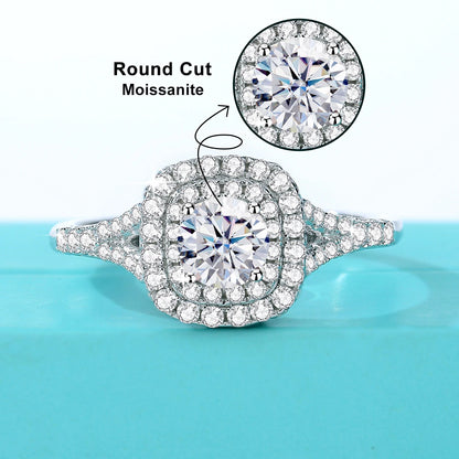 Kirin Palace 0.6ct D Color Moissanite Halo Engagement Wedding Ring With GRA Cer 925 Sterling Silver Rings For Women Jewelry