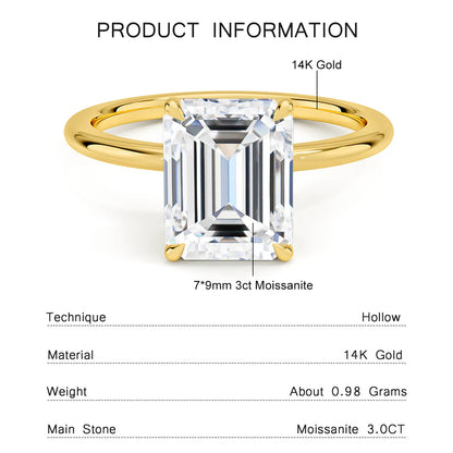 Emerald Cut | 3.0CT4K Yellow Gold Diamond Ring