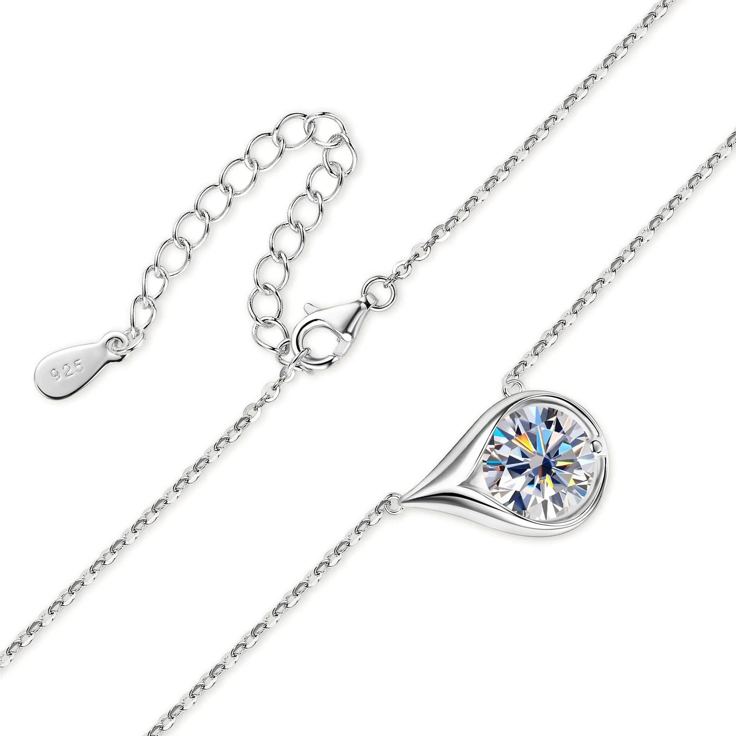 Teardrop Shape Pendant Necklace GRA Certified Moissanite 1ct/2ct/3ct Round Cut for Women 925 Sterling Silver Wedding Jewelry Gif