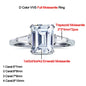 1-4CT Full Moissanite Ring for Women 3 Stones Emerald/Trapezoid Cut Diamond S925 Sterling Silver Wedding Band with Certificate