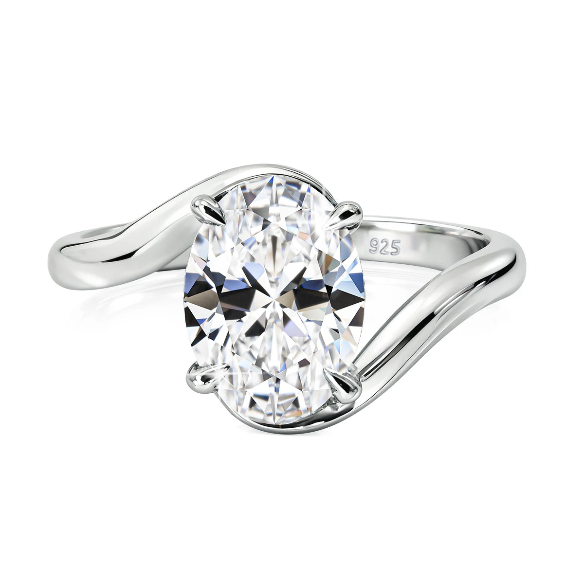 4.5CT Oval Cut Moissanite Wedding Ring for Women GRA Certicate s925 Sterling Silver Bypass Solitaire Diamond Ring for Engagement