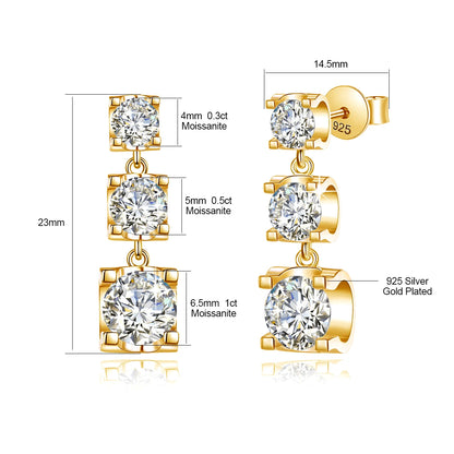 Moissanite Drop Earrings Gold
