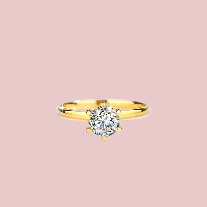 Hollow 6 Claw |14K 18K Gold | 1 ct. Lab-grown diamond Ring |  Women