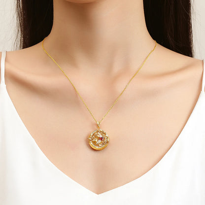 Heart Shaped Yellow Gold Round Angel Pendant Pendants for Women