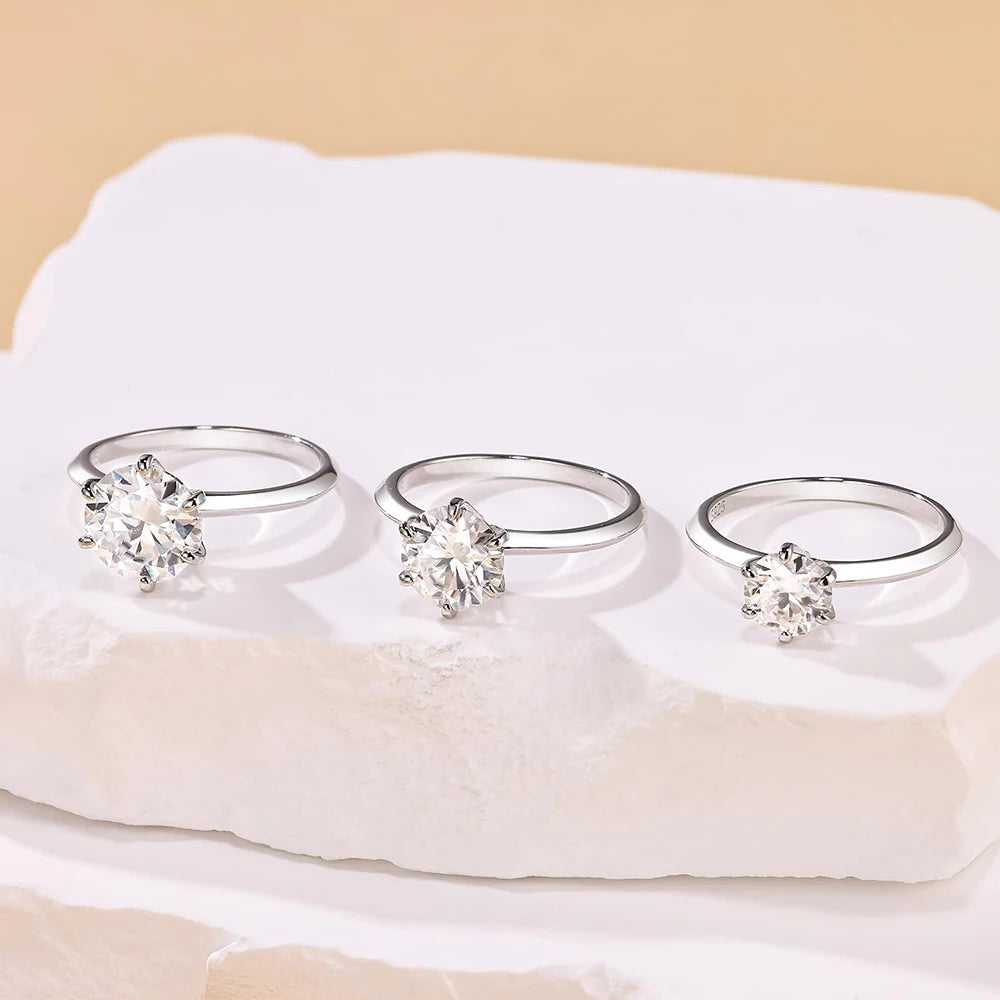 0.5-10CT Moissanite Engagement Rings for Women Men D VVS Lab Diamond S925 Silver Classic Solitaire Ring Band Jewelry With GRA