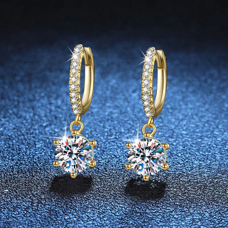 Womens Gold Drop Hoop Earrings