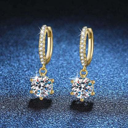 Womens Gold Drop Hoop Earrings