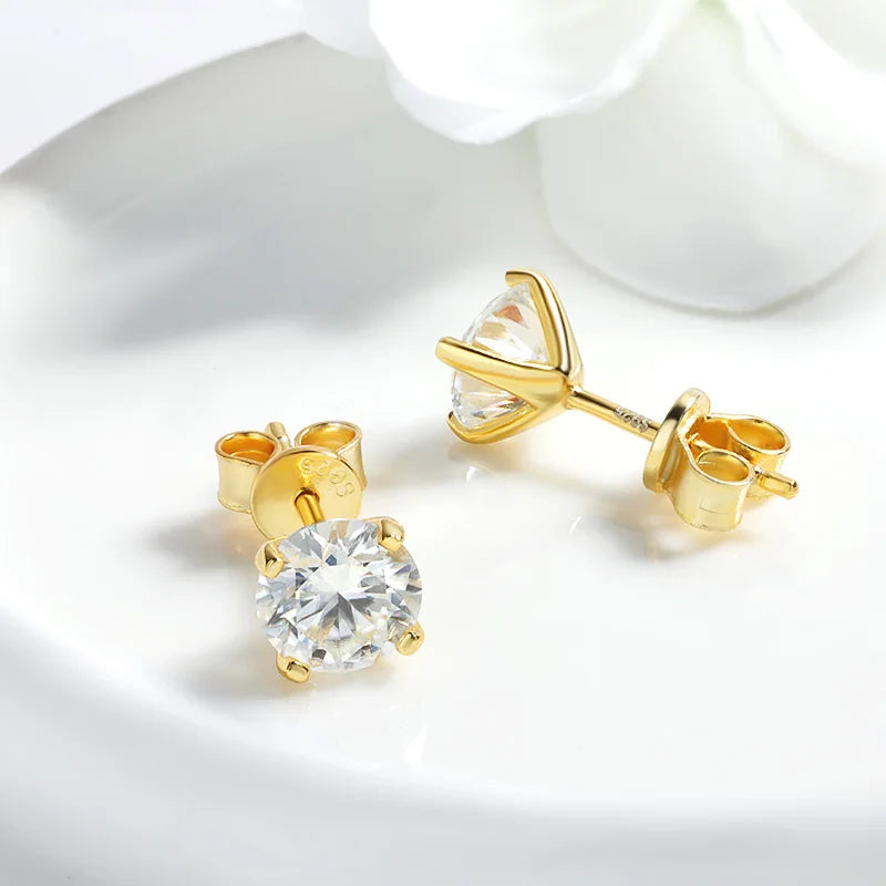 18k Gold Imitation Diamond Ear Studs for Women Gift