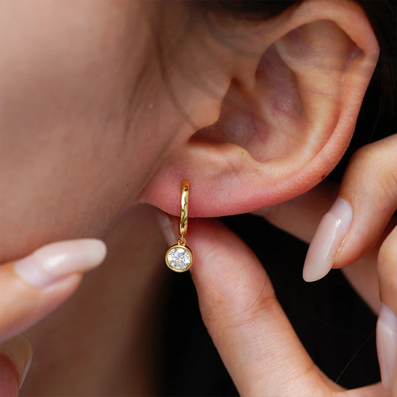 NeeTim 0.5ct Moissanite Earring for Women Wedding Luxury Jewelry Earrings 925 Sterling Silver With Gold Plated Ladies' Earrings