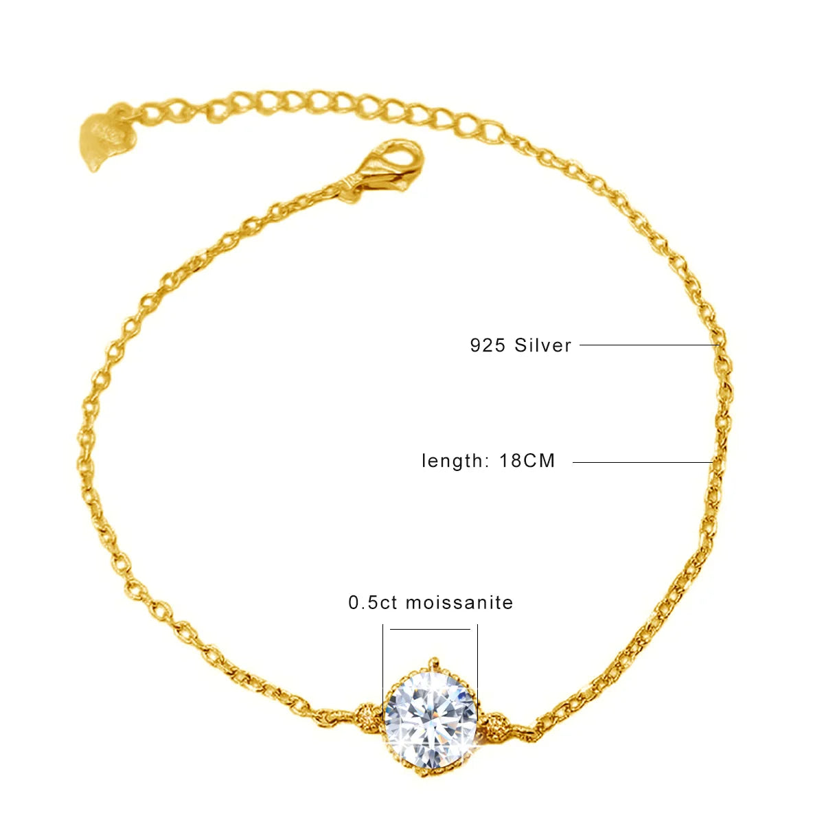 High Quality 0.5ct D Color Moissanite Bracelets 925 Sterling Silver For Woman Banquet Birthday Luxury Trend Fine Jewelry