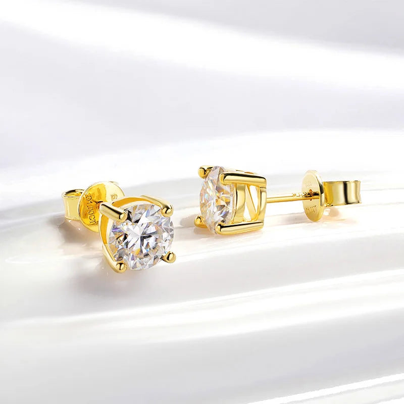 Smyoue GRA Certified 0.2-2CT Moissanite Stud Earrings for Women Man Hip Hop 100% 925 Sterling Silver Plated 18k Gold Earrings