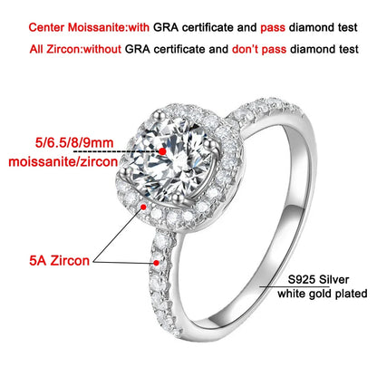 Square-shape Halo 0.5-3ct  Round Diamond  Engagement Promise Ring