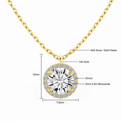 Sparkling Halo Diamond 14K Gold  Pendant