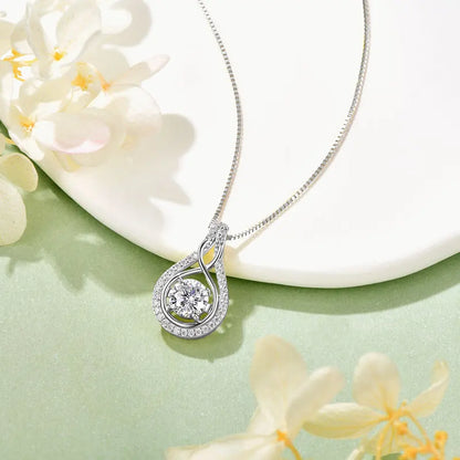 IOGOU 925 Silver Infinity Love Pendant Necklace VVS1 D Full Moissanite Necklace for Women Lab Diamond Jewelry with Certificate