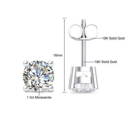 Round Moissanite Gold Stud earring