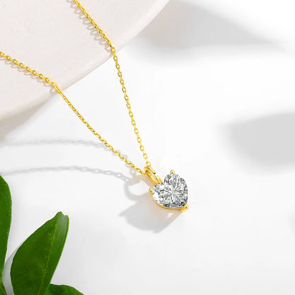 Heart Cut 14K Gold Moissanite Necklaces 9MM VVS1 Au585 Diamond Pendant for Women Engagement Party Classic Jewelry