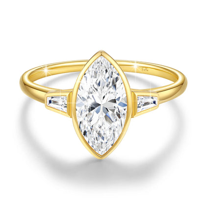 Marquise Cut Full Moissanite Ring 14K Gold D/VVS1 Lab Created Diamond for Women Wedding Engagement Affordable Jewelry