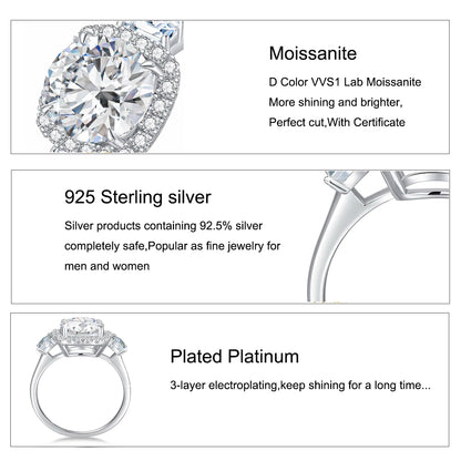 Luxury Round Cut 3.5CT Moissanite Ring for Women D VVS1 Synthetic Diamond Real S925 Silver Engagement Wedding Jewelry Pass Test