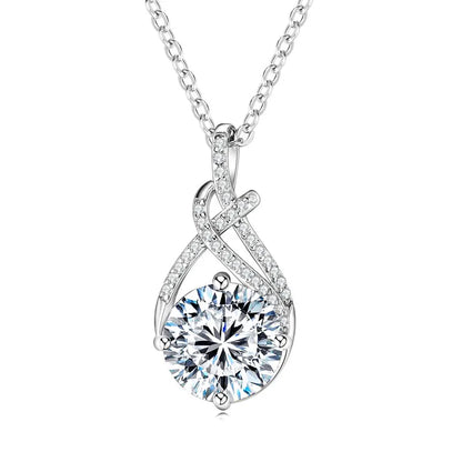 IOGOU 18K Gold Plated 8MM 2CT Moissanite Pendant Necklaces Adjustable Silver 925 for Women Original Jewelry Certified Charm