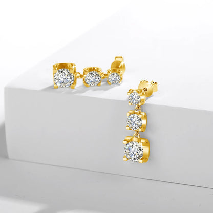 Moissanite Drop Earrings Gold