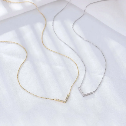 IOGOU 18k Gold Plated V Letter Necklace 925 Sterling Silver Simple 1mm Moissanite Necklace For Women with Certificate Jewelry