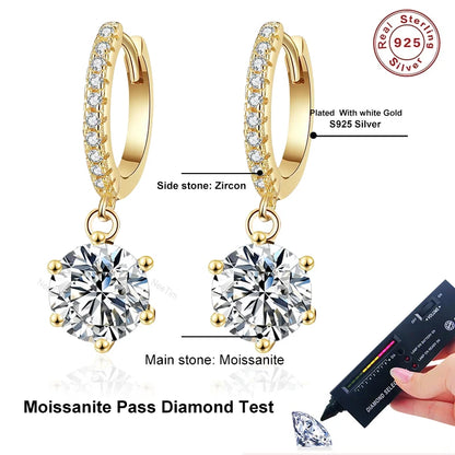 Womens Gold Drop Hoop Earrings