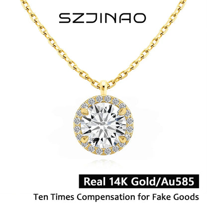 Sparkling Halo Diamond 14K Gold  Pendant