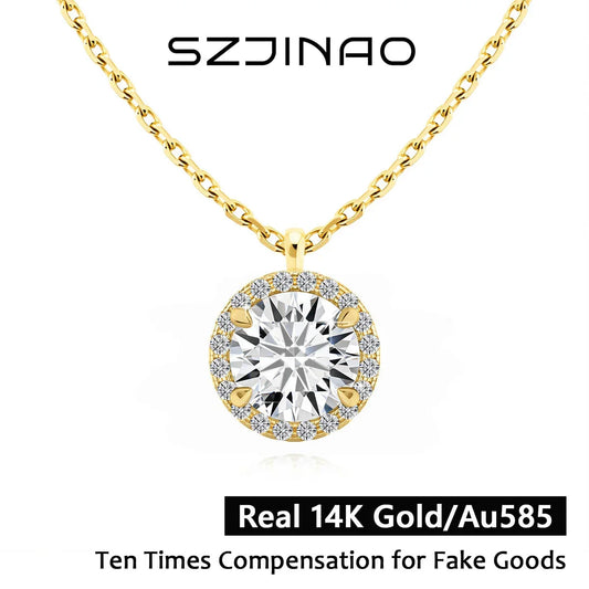 Sparkling Halo Diamond 14K Gold  Pendant