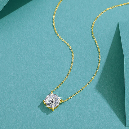 1-3CT 14K Yellow Gold Filled Moissanite Necklace Pendant for Women D Color VVS1 100% Authentic GRA Diamond Chain Classic