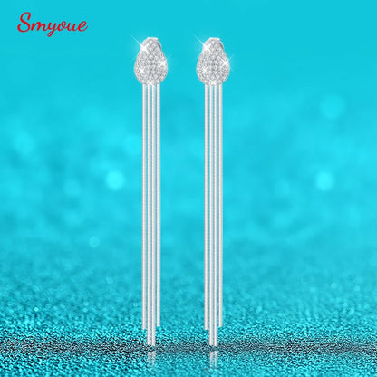 Smyoue Full Moissanite Tassel Drop Earrings for Women Water Drops 100% 925 Sterling Silver Lab Diamond Party Jewelry Wholesale