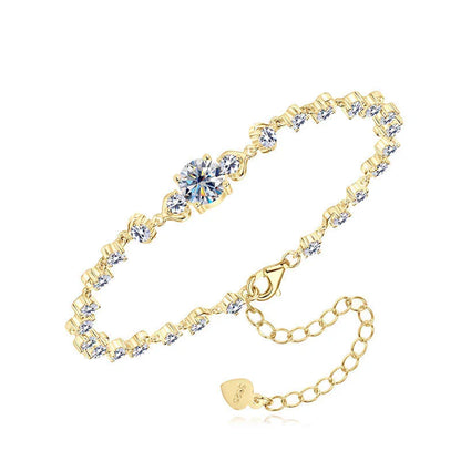 Cute Moissanite Bracelet 3.08ctw GRA Certified 925 Sterling Silver for Women Birthday Anniversary Romantic Jewelry Gift