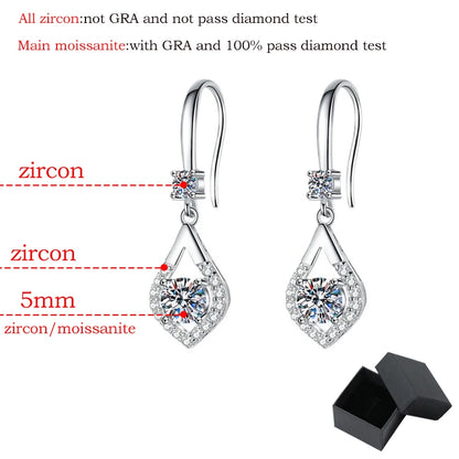 Smyoue Each 0.5CT D Color Genuine Moissanite Drop Earrings for Women Water Drop Luxury Wedding Jewelry 925 Sterling Silver GRA