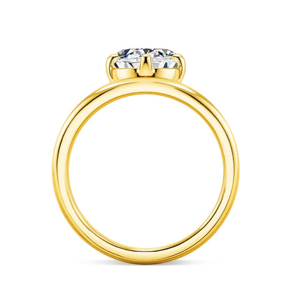 V Shape 14K Gold Solitaire Moissanite Engagement Ring