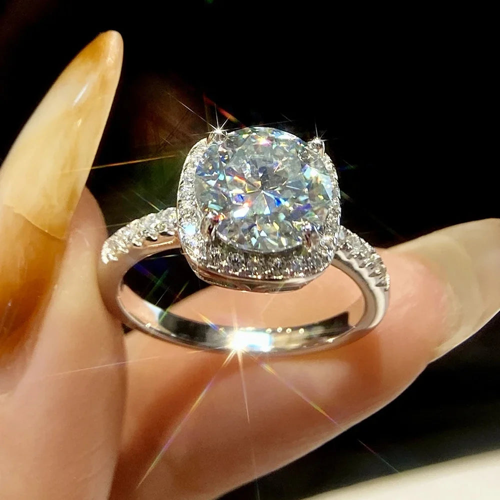 Square-shape Halo 0.5-3ct  Round Diamond  Engagement Promise Ring