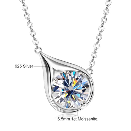 Teardrop Shape Pendant Necklace GRA Certified Moissanite 1ct/2ct/3ct Round Cut for Women 925 Sterling Silver Wedding Jewelry Gif