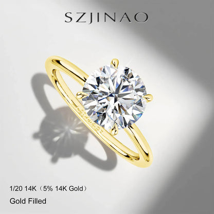 8MM 2CT |   Gold Filled for Women Man 4 Prong Solitaire Diamond Ring