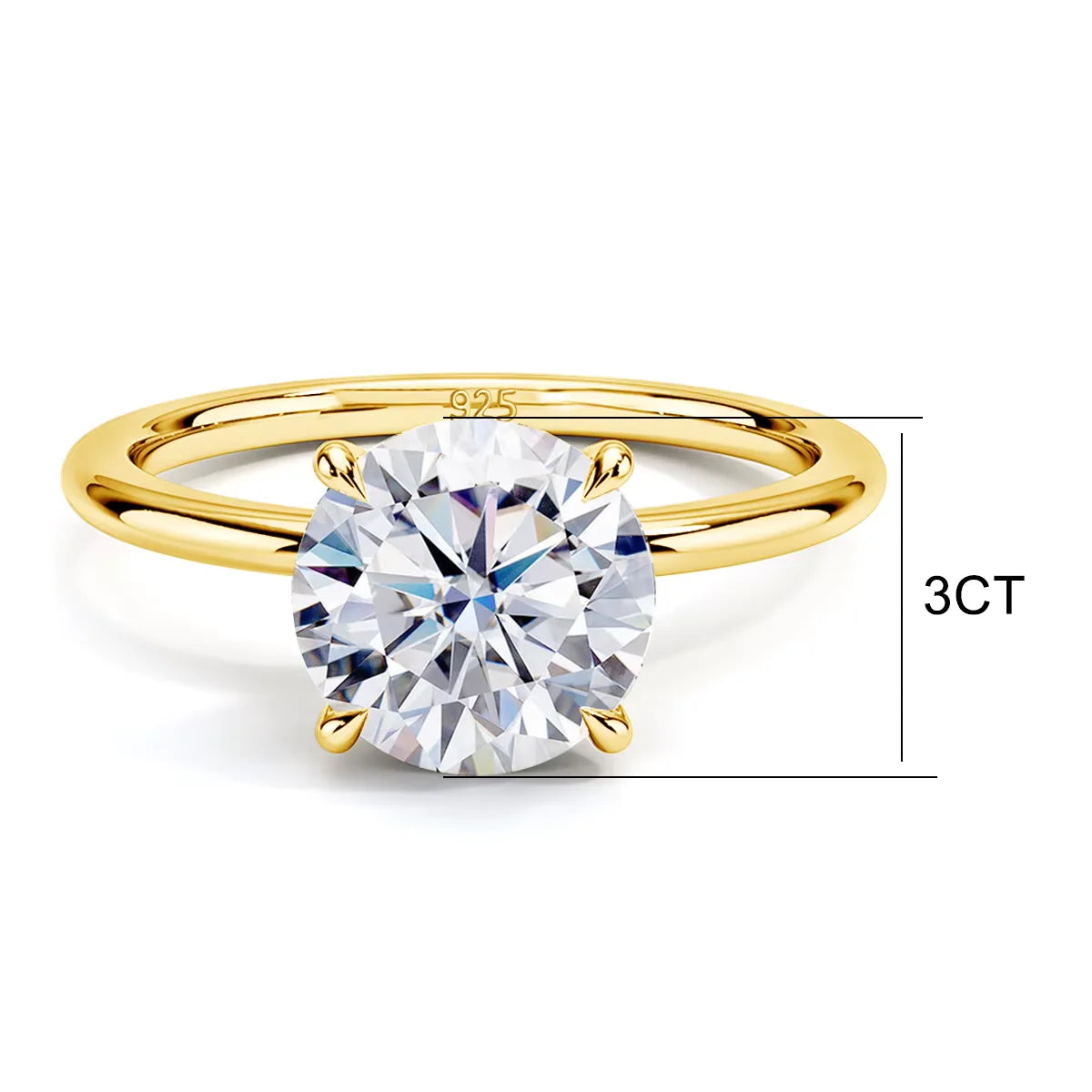 Szjinao 1ct 2ct 3ct D Color Moissanite Ring For Women 925 Sterling Silver Gold Plated Solitaire Rings Engagement Gift Wholesale