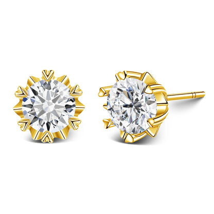 Szjinao 2 Carat 8.0mm 100% Real 14k Gold Moissanite Stud Earrings For Woman Sparkling Diamond Wedding Luxury K Gold Jewelry Sale