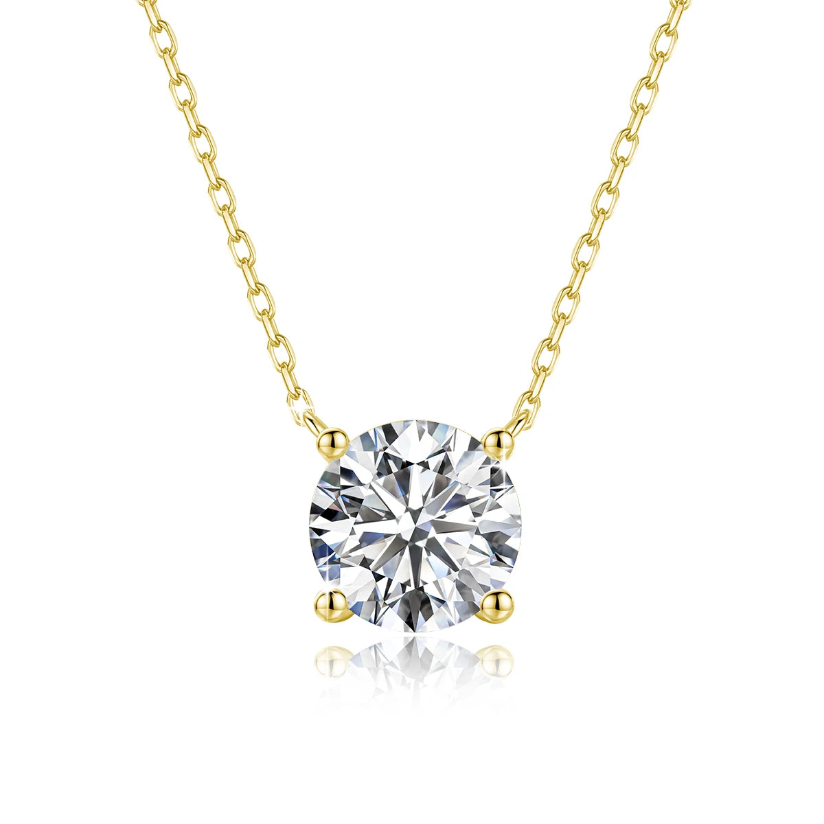1-3CT 14K Yellow Gold Filled Moissanite Necklace Pendant for Women D Color VVS1 100% Authentic GRA Diamond Chain Classic